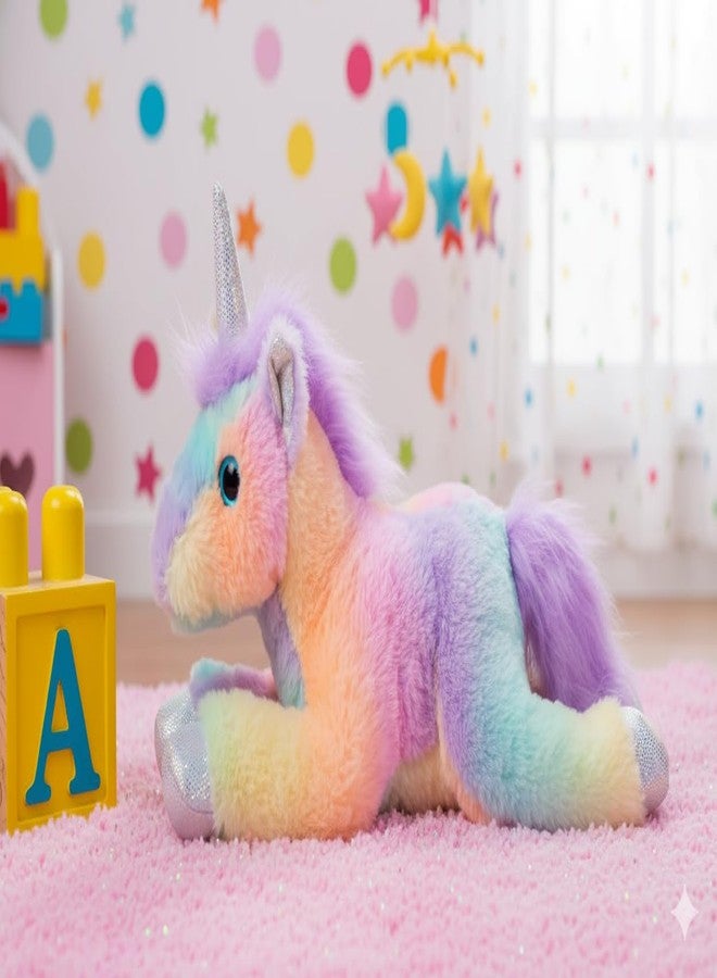 STRIDERS لعبة يونيكورن قطيفة ناعمة للأطفال - قوس قزح | حيوان محشو لطيف للأطفال | يونيكورن سحري قابل للعناق للبنات والأولاد | لعبة قطيفة ناعمة للعب - Image 2